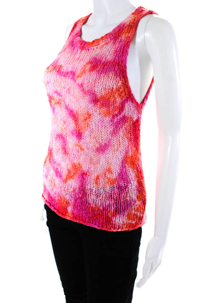 Jamison Womens Loose Knit Tie Dye Tank Top Pink Orange Size Extra Small