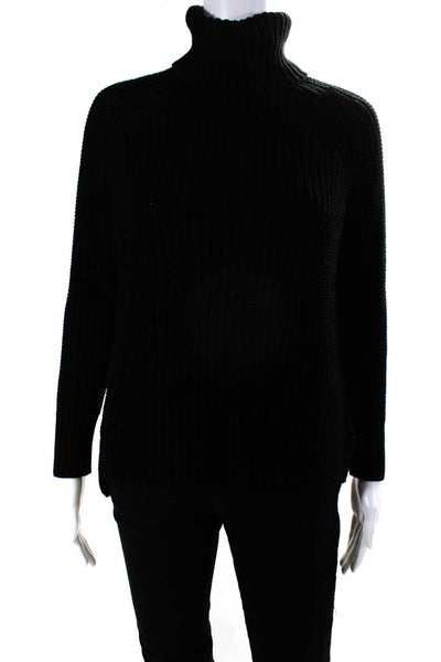 525 Women Thick Knit Oversize Turtleneck Pullover Sweater Black Size Extra Small