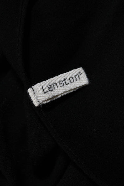 Lanston Womens Y Neck Sleeveless Midi Shift Dress Black Size Small