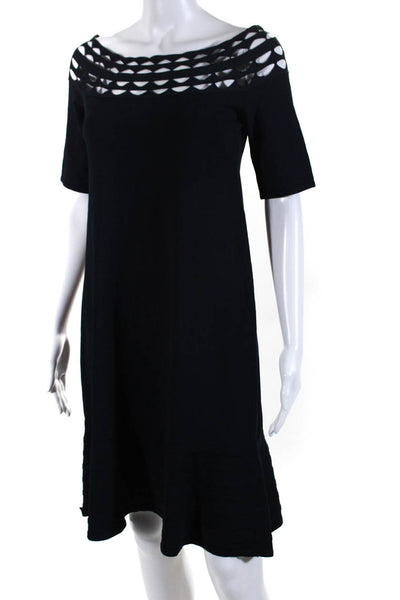 D. Exterior Womens Cutout Knit Off Shoulder Shift Dress Navy Size Medium