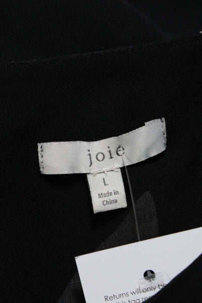 Joie Womens Floral Surplice Sleeveless Twist Top Blouse Black White Size Large