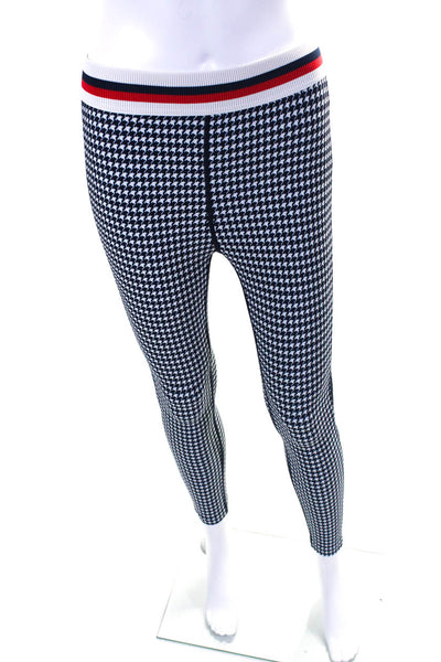 Splits59 Womens Houndstooth Print Leggings Navy Blue Red Size Small