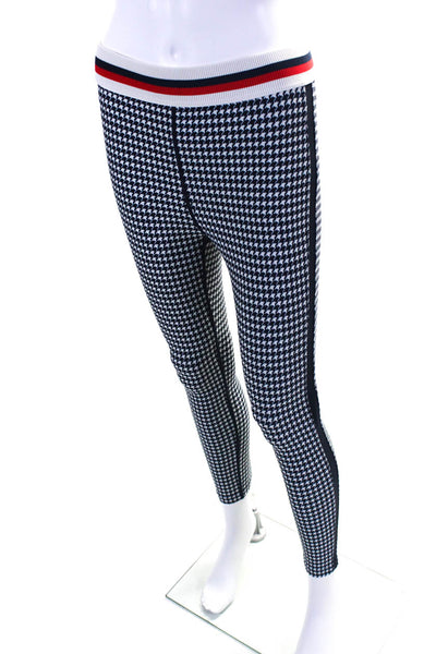 Splits59 Womens Houndstooth Print Leggings Navy Blue Red Size Small