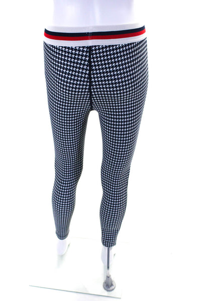 Splits59 Womens Houndstooth Print Leggings Navy Blue Red Size Small