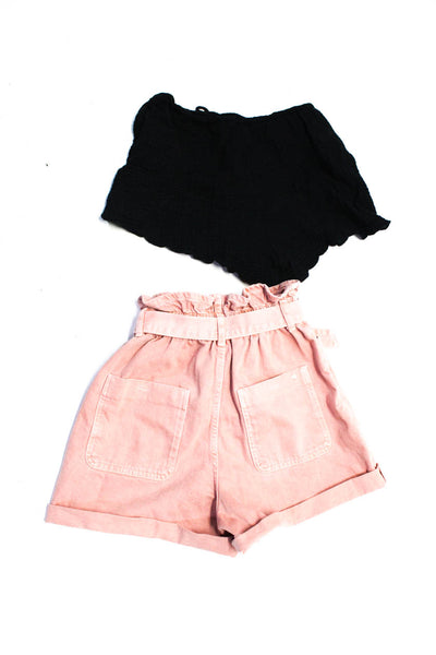 Zara Womens Denim Shorts Pink Black Size 2 Extra Small Lot 2