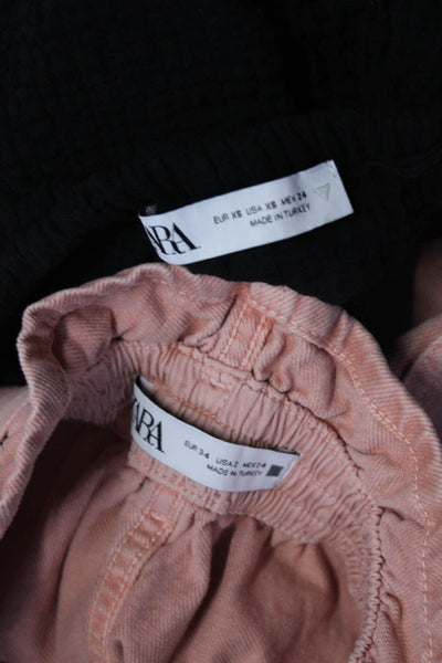 Zara Womens Denim Shorts Pink Black Size 2 Extra Small Lot 2