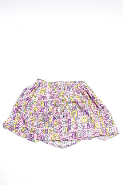 Moschino Teen Girls Graphic Elastic Waist Casual Short Skirt Pink Size 12