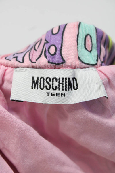 Moschino Teen Girls Graphic Elastic Waist Casual Short Skirt Pink Size 12