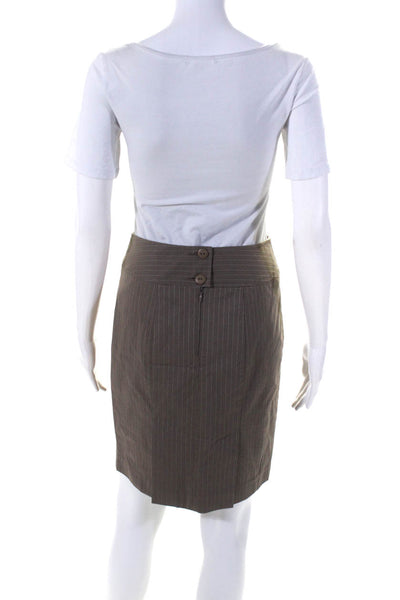 Nanette Lepore Womens Pinstriped Belt Accent Short Pencil Skirt Brown Size 0