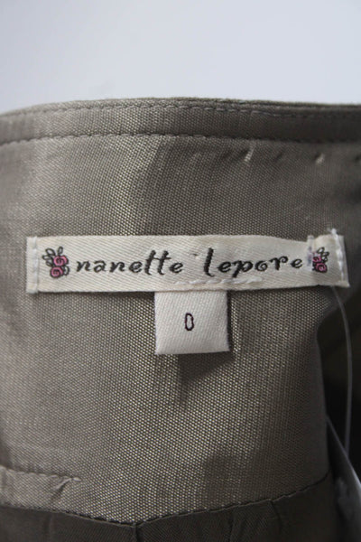 Nanette Lepore Womens Pinstriped Belt Accent Short Pencil Skirt Brown Size 0