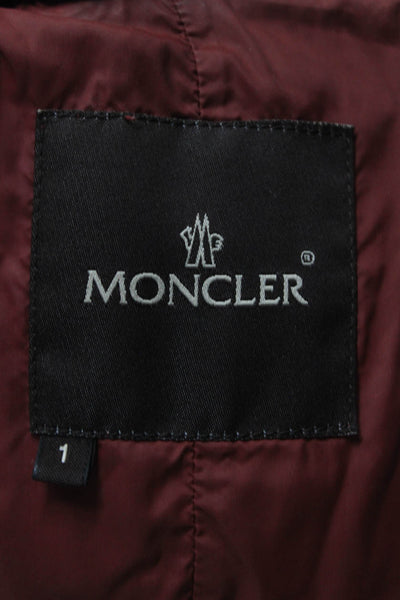 Moncler Womens Full Zipper Mock Neck Puffer Jacket Red Size 1
