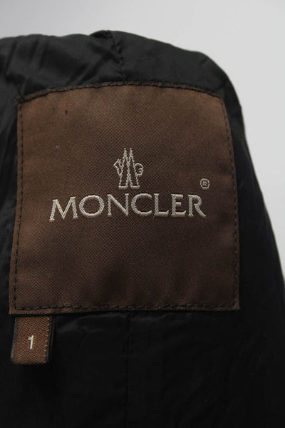Moncler Womens Mock Neck Full Zipper Coat Black Size 1
