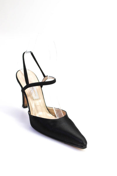 Vera Wang  Womens Satin Ankle Strap Closed Toe High Heels Pumps Black Size 5M