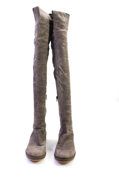 Joseph Womens Leather Over The Knee Boots Grey Brown Size 40 10