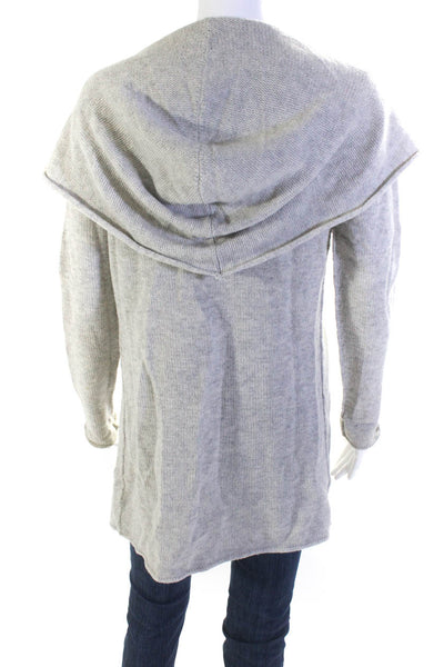 Vince Womens Knit Open Front Hooded Long Sleeve Cardigan Sweater Gray Size Small