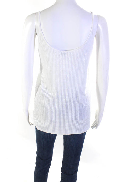 Vince Womens Cotton Sleeveless Spaghetti Strap Sequined Tank Top White Size S