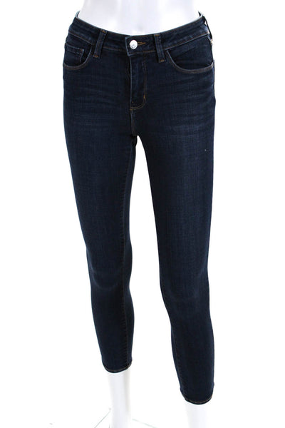 L'Agence Womens Cotton Dark Wash Buttoned Skinny Leg Jeans Blue Size EUR24