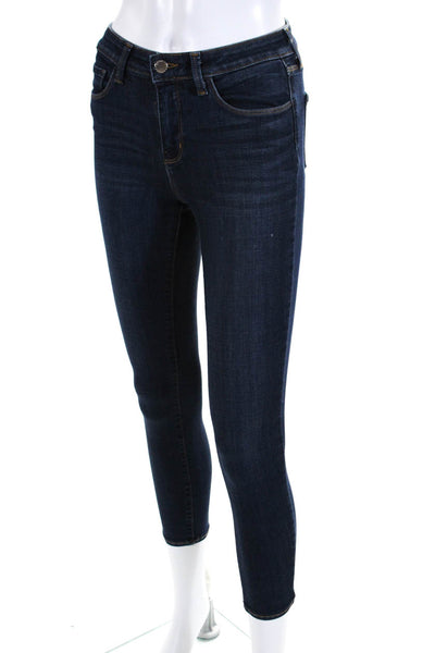 L'Agence Womens Cotton Dark Wash Buttoned Skinny Leg Jeans Blue Size EUR24
