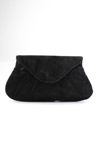 Lauren Merkin Women's Leather Flap Clutch Handbag Black