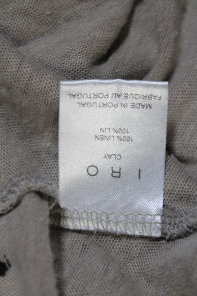 IRO Womens Linen Distressed Jersey Knit Crew Neck Tees T-Shirts Beige Size S