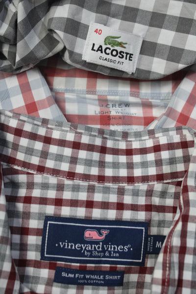 Lacoste J. Crew Mens Cotton Plaid Button-Down Shirts Tops Gray Size 40 M Lot 3