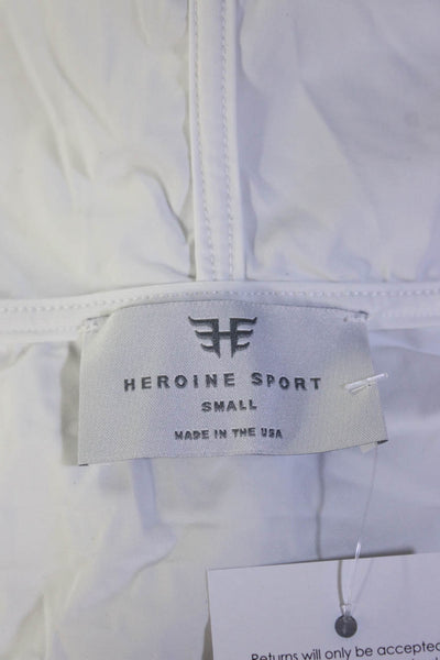 Heroine Sport Womens Elastic Waist Crop Snap Buttoned Windbreaker White Size S