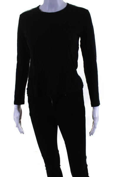 A.L.C. Womens Linen Back Cut-Out Long Sleeve Pullover T-Shirt Black Size XS