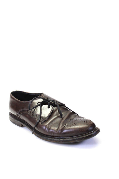 Dolce and Gabbana Mens Leather Oxford Shoes Brown Size 8.5