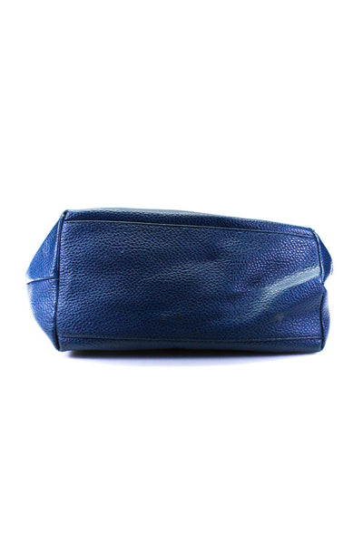 Tosca Blu Womens Pebbled Leather Rolled Handle Zip Top Tote Handbag Blue