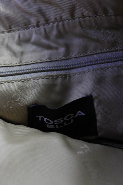 Tosca Blu Womens Pebbled Leather Rolled Handle Zip Top Tote Handbag Blue