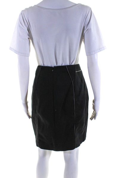 Tahari Womens Faux Leather Trim Knee Length Pencil Skirt Black Size 14