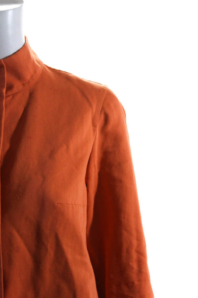 Lafayette 148 New York Womens Button Front Collarless Jacket Orange Size Petite