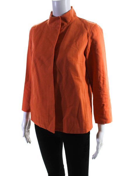 Lafayette 148 New York Womens Button Front Collarless Jacket Orange Size Petite