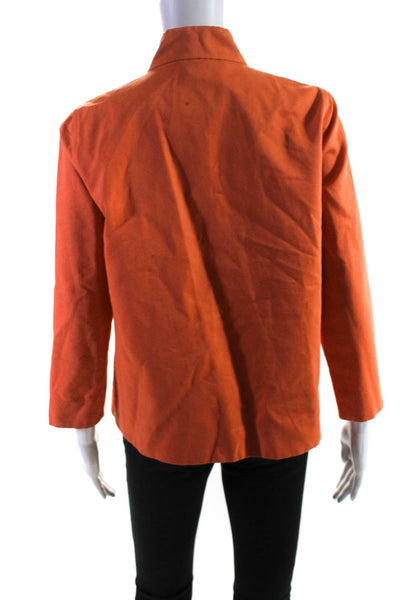 Lafayette 148 New York Womens Button Front Collarless Jacket Orange Size Petite