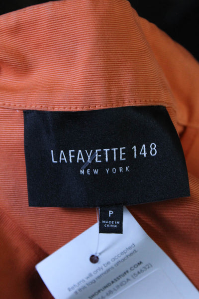 Lafayette 148 New York Womens Button Front Collarless Jacket Orange Size Petite