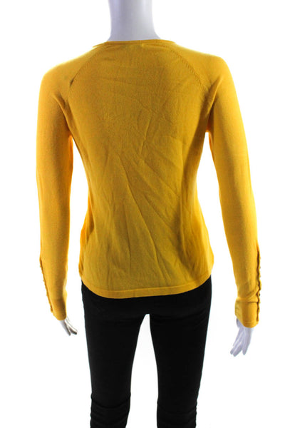 J. Mclaughlin Womens Long Sleeve Crew Neck Sweatshirt Yellow Cotton Size XS