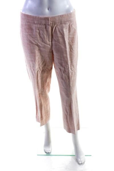 Lafayette 148 New York Womens High Rise Pleated Barrow Pants Pink Cotton Size 2