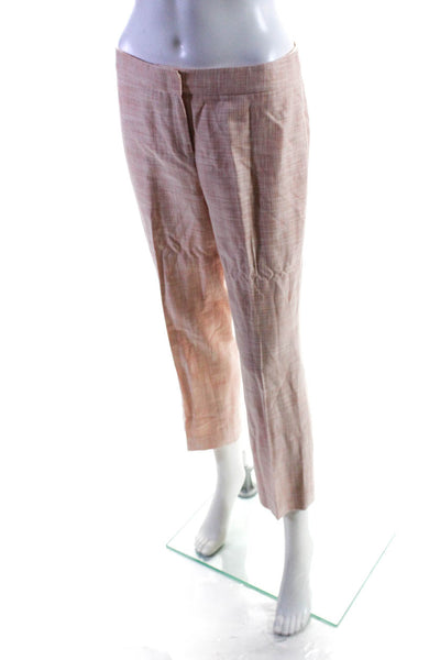 Lafayette 148 New York Womens High Rise Pleated Barrow Pants Pink Cotton Size 2