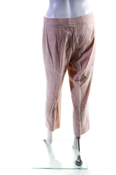 Lafayette 148 New York Womens High Rise Pleated Barrow Pants Pink Cotton Size 2