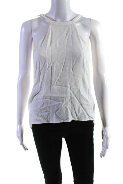 ALC Womens Sheer High Neck Sleeveless Open Back Tank Top Blouse White Size S