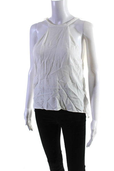 ALC Womens Sheer High Neck Sleeveless Open Back Tank Top Blouse White Size S