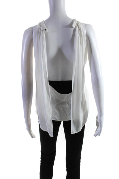 ALC Womens Sheer High Neck Sleeveless Open Back Tank Top Blouse White Size S