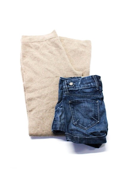 Neiman Marcus Sinclair MFGRP Womens Knit Pants Shorts Beige Blue Size L 26 Lot 2
