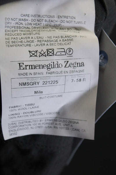 Ermenegildo Zegna Mens Wool Buttoned Flat Front Dress Pants Gray Size EUR58