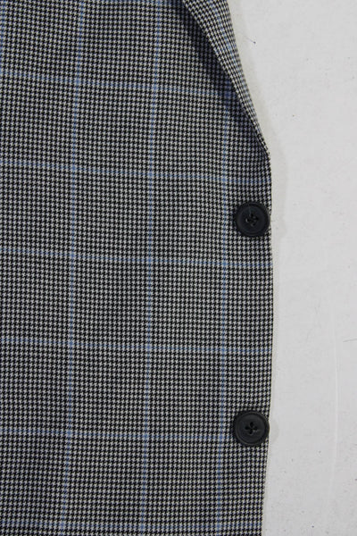 Brooks Brothers Mens Wool Houndstooth Striped Button Blazer Black Size EUR46R