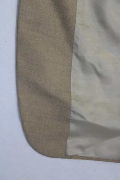 Zanella Mens Wool Darted Buttoned Long Sleeve Collared Blazer Beige Size EUR44