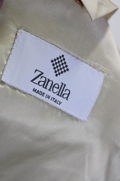 Zanella Mens Wool Darted Buttoned Long Sleeve Collared Blazer Beige Size EUR44