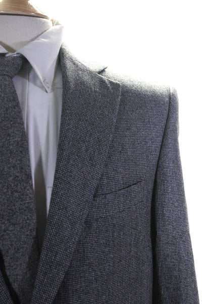 Jack Victor Mens Wool Button Long Sleeve Collar Textured Blazer Gray Size EUR40