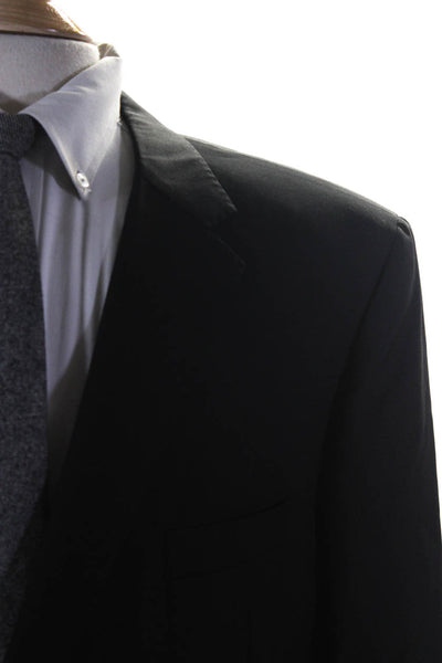 Samuelsohn Mens Wool Darted Collared Long Sleeve Blazer Black Size EUR54