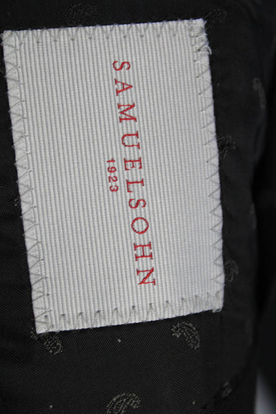 Samuelsohn Mens Wool Darted Collared Long Sleeve Blazer Black Size EUR54
